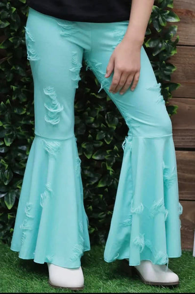Distressed Bell Bottoms (Turquoise)